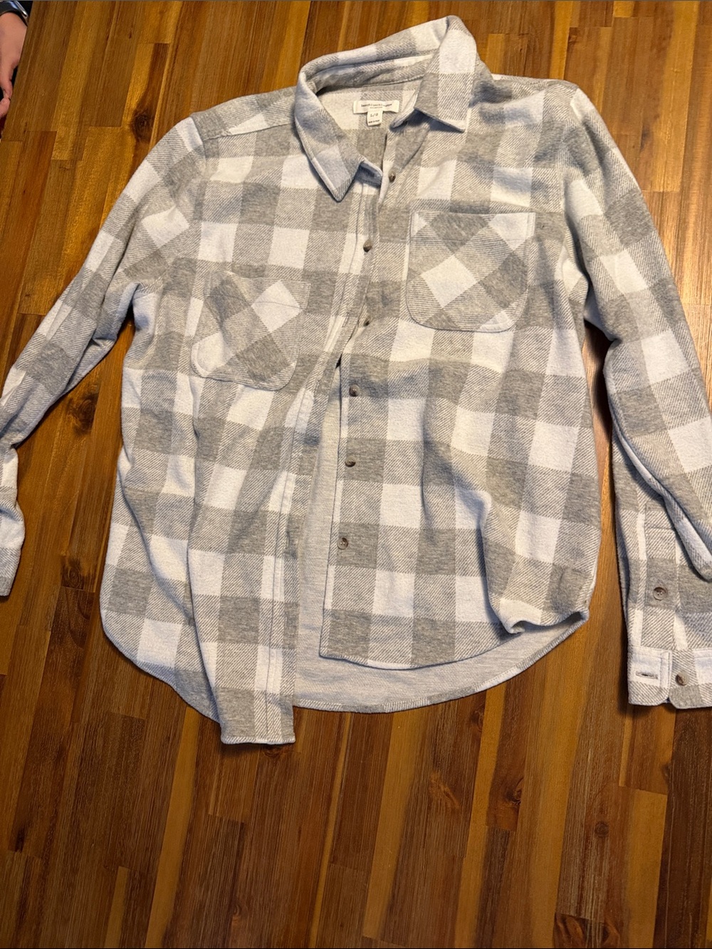 beachlunchlounge Gray and White Buffalo Plaid Button-Down Shirt